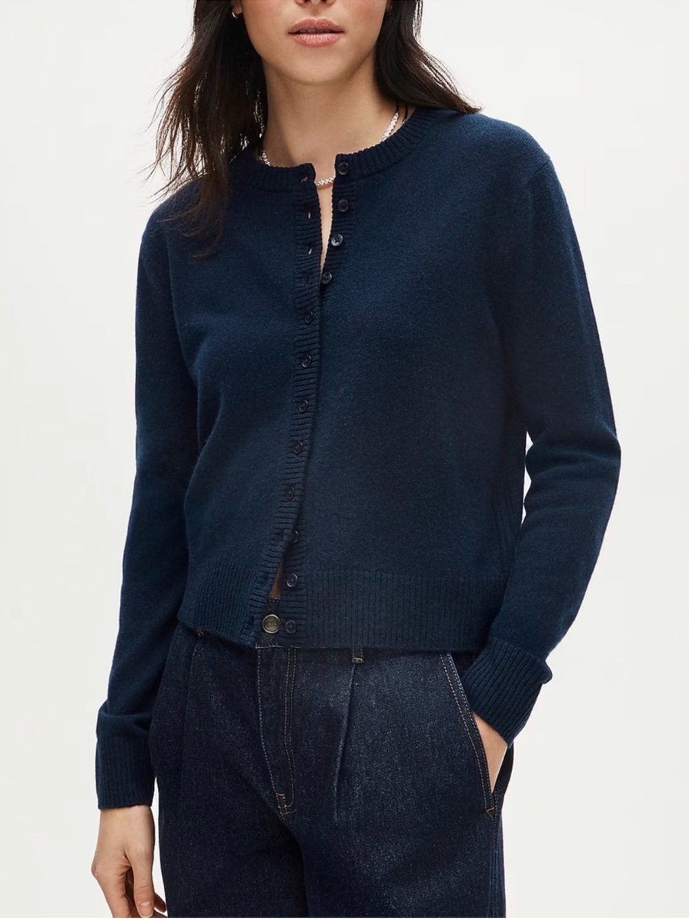 NWT J. Crew Perfect Cashmere Cardigan Navy Women Small CP465